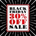 Black Friday sale banner or poster. 30 percent price off. Discount, promotion typography template Royalty Free Stock Photo